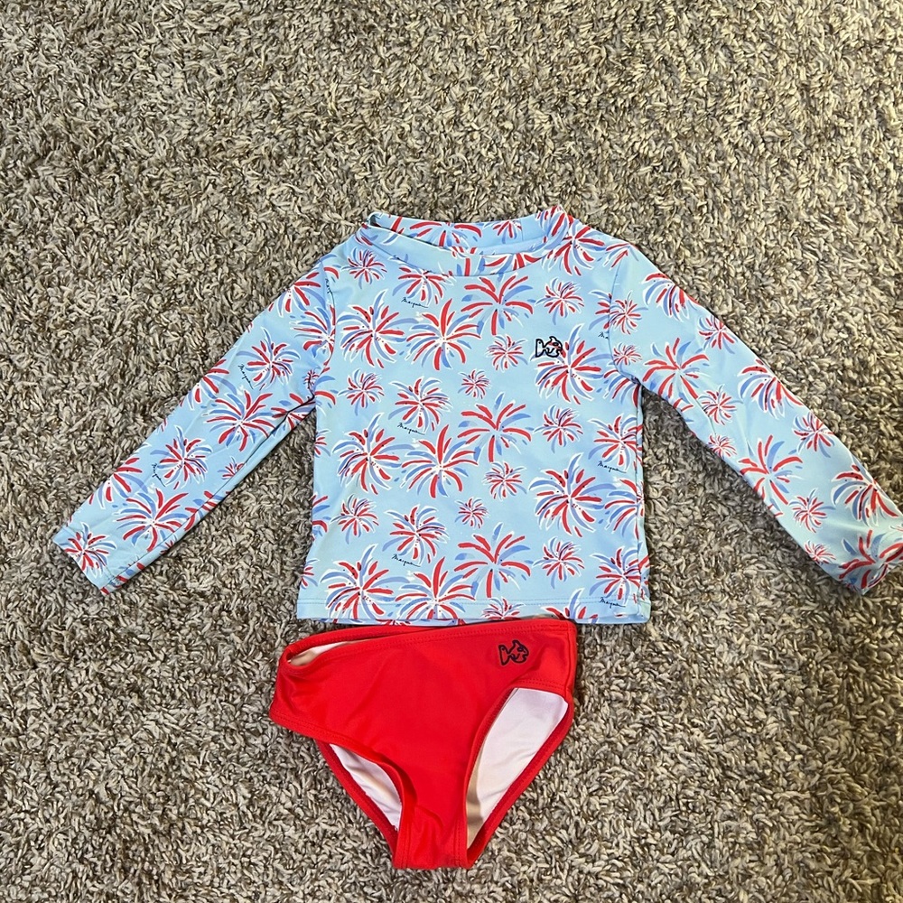 Prodoh girls patriotic Rashguard Set 2T